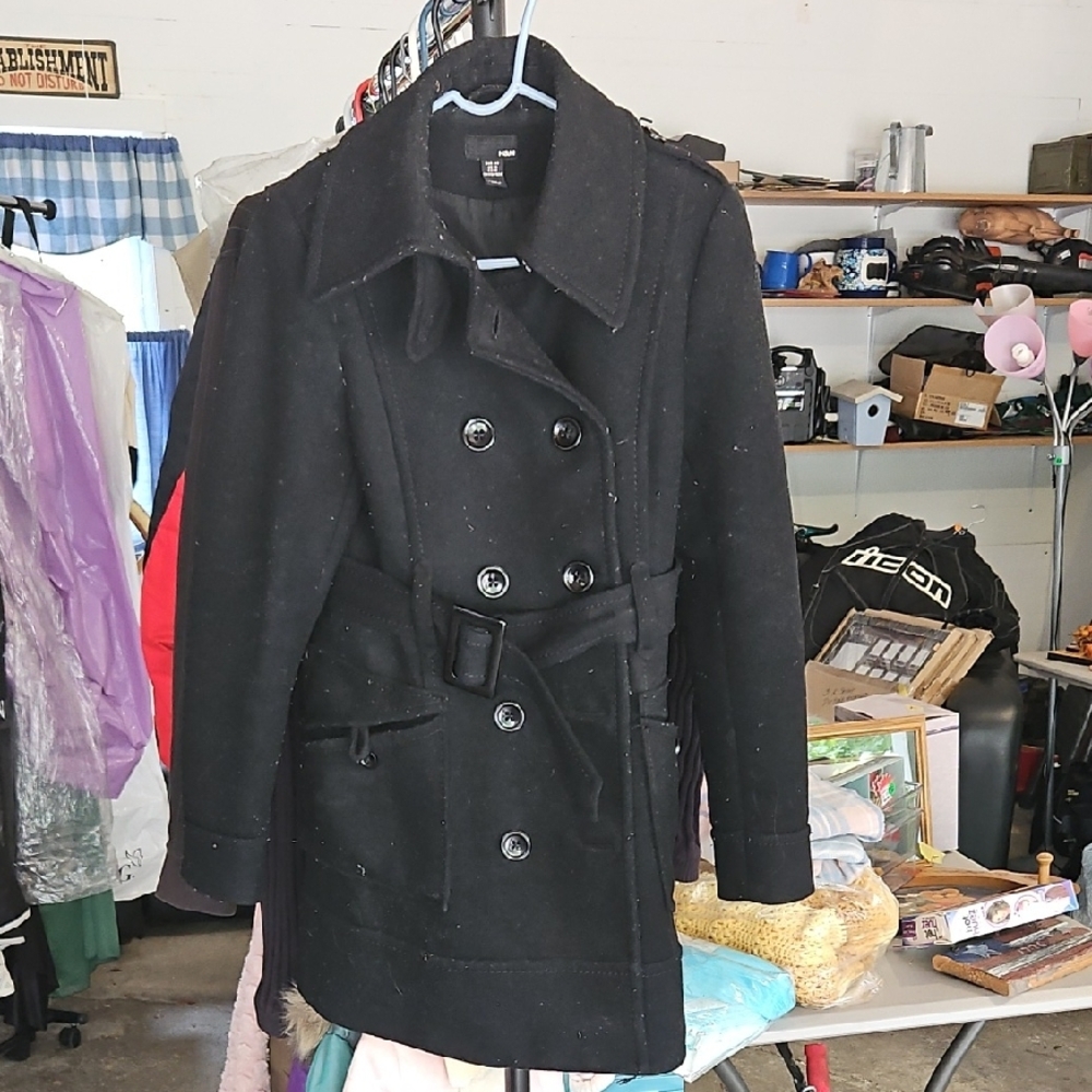 H&M Black Trench Coat Classic Style